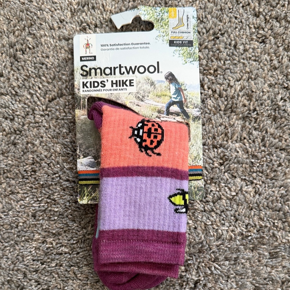 Smartwool Kids' Hike Ladybug Socks - Pink and Purple